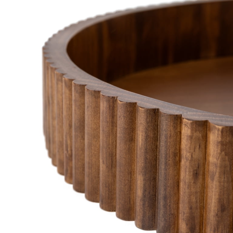 Better Homes & Gardens Ribbed Wood Decorative Tray, Walnut Finish