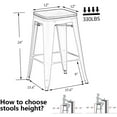 Andeworld 24" Set of 4 Metal Bar Stools Stackable Counter Height Barstools Wood Seat Backless