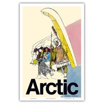 Arctic - Alaska Airlines - Native Inuit Indians - Vintage Airline Travel Poster c.1960s - Master Art Print (Unframed) 12in x 18in