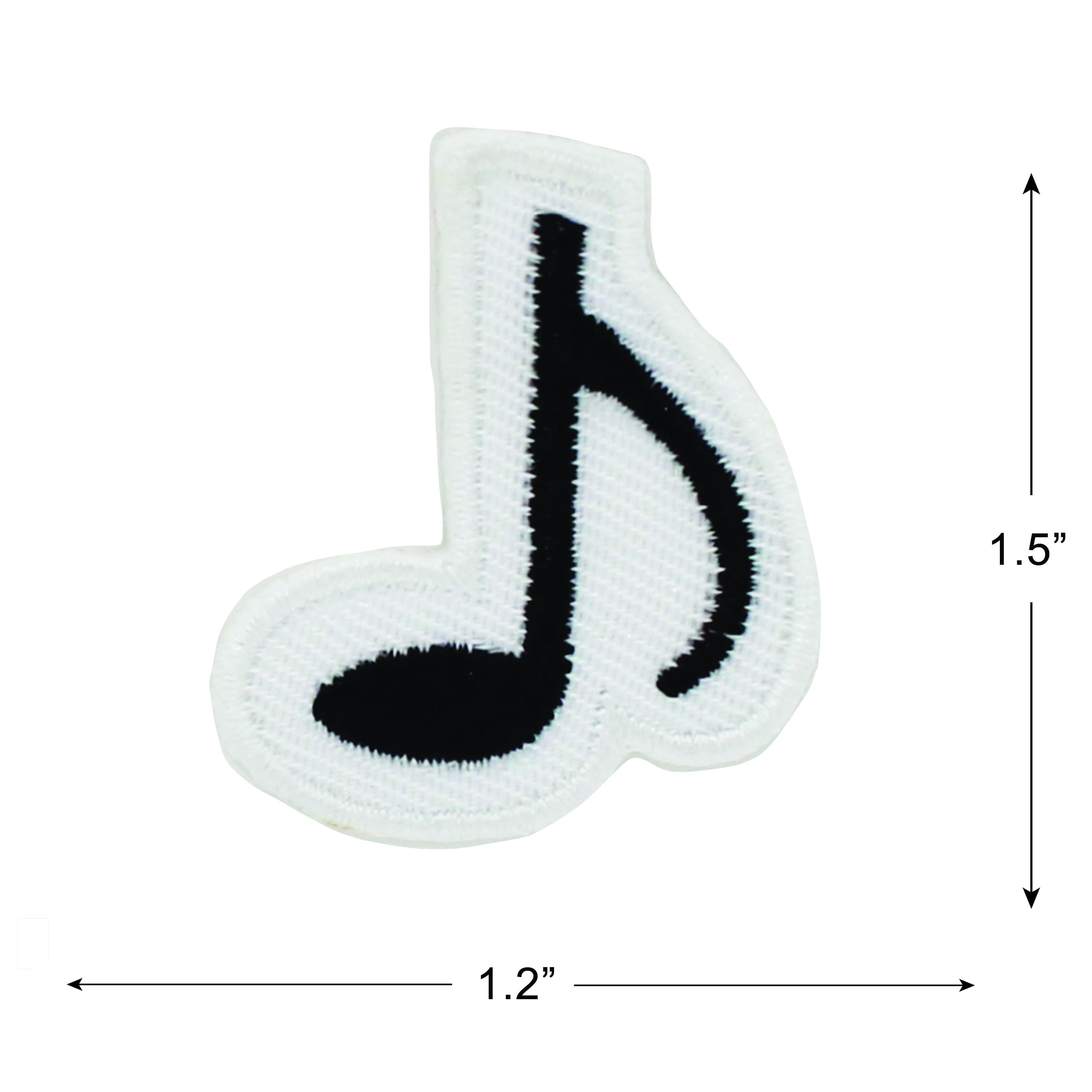 (3 pack) Gwen Studios Embroidered Black Music Note Iron-on Patch Appliques, 1.2" x 1.5", 2CT