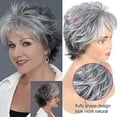 thumbnail image 3 of Corte de pelo corto para mujeres de mediana edad para madres, color degradado, fibra química, estilo de portada 2, 3 of 3