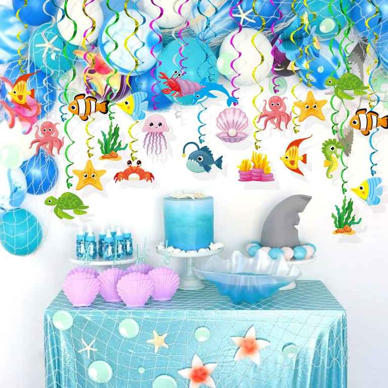 Sea Animals Life Hanging SE33 Swirls 30 Pack Foil Hanging Swirls  Streams Banner Garland Decor for Kids Under The Sea Mermaid Baby Shower  Celebrating Events Birthday Party Supplies Room Wall Decor 