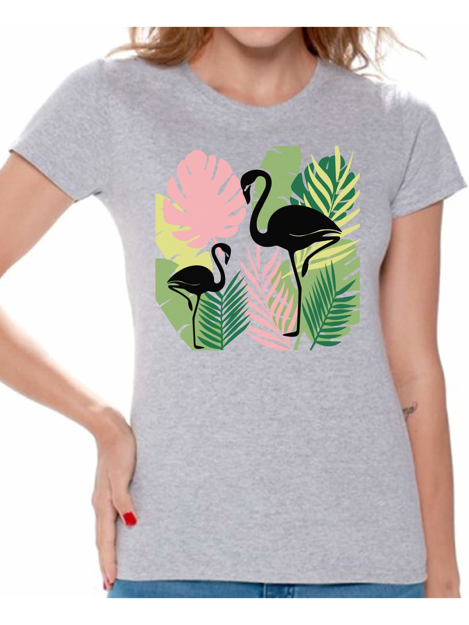 Awkward Styles Awkward Styles Black Flamingos Womens TShirt Pink