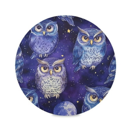 

Round Plate Mat 15.4x15.4 Inchesx6 Placemat Table Mat Kitchen Mat Coffee Mat Fabric Thick Strong Wear-Resistant Heat Resistance Beautiful Blue Owl