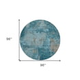 thumbnail image 3 of HomeRoots 596892 8 ft. Teal Blue & Gray Round Abstract Washable Indoor & Outdoor Area Rug, 3 of 5