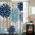 thumbnail image 2 of Navy Blue Shower Curtain 72x72inch Blue Dahlia Flower Shower Curtain Bathroom Decor, Polyester Fabric Bath Curtain, 2 of 6