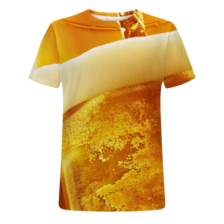 3D Printed T Shirt for Men's Funny Beer Short Sleeve Crew Neck Tees Funky  Big and Tall Gym Workout Muscle Shirts