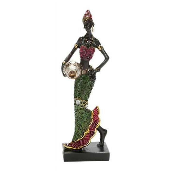 African Figurine Women Figure Tribal Lady Statue Sculpture Collectible Art Piece African Decoration for Home Office TV Cabinet