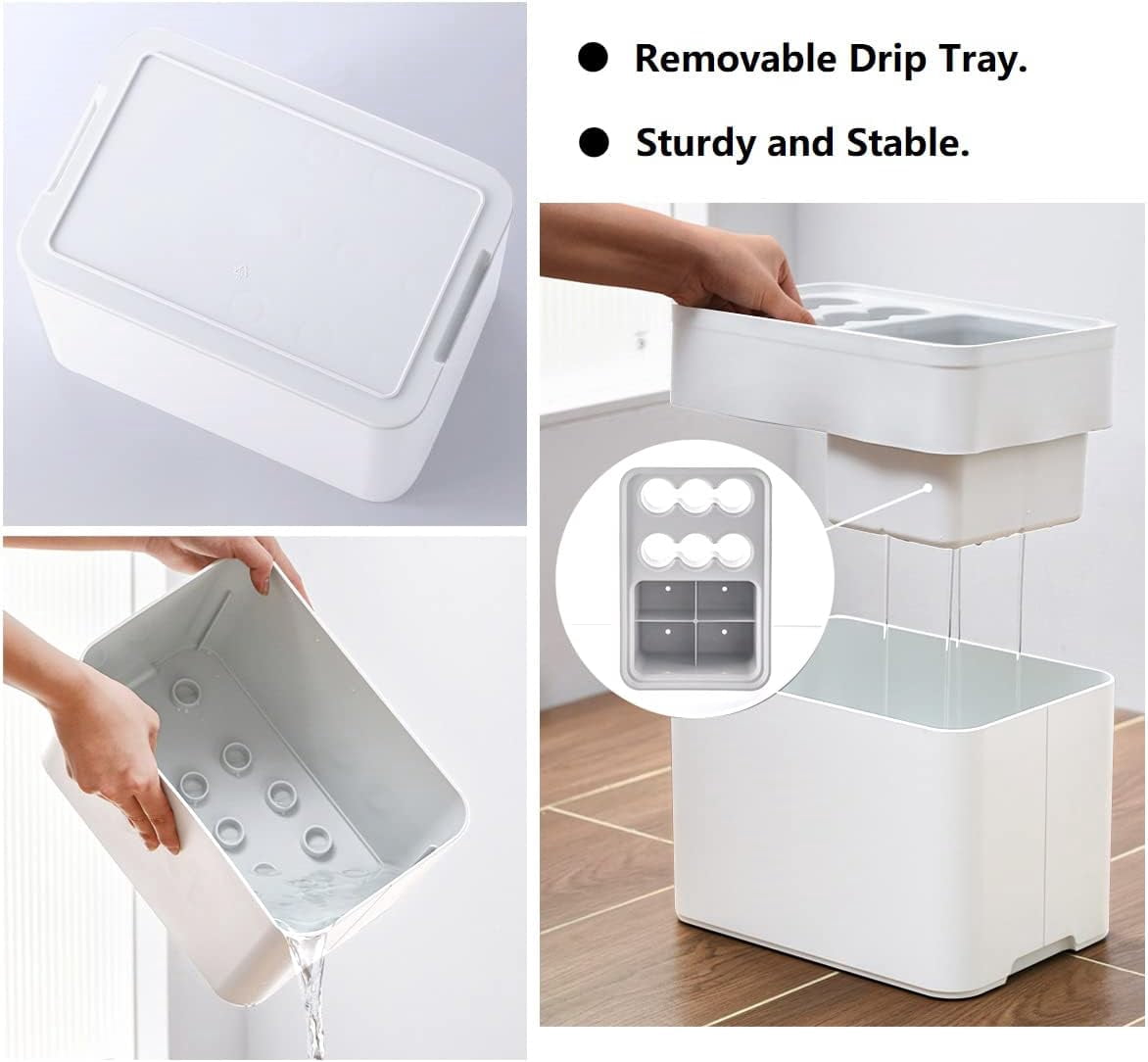 10 Hole Umbrella Rack Stand Holder with Drip Tray Space Saver Organizer Fits Entryway Corner Home Office Decor, Hold 10 Umbrellas (White)