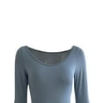 thumbnail image 5 of Dewadbow Ladies Long Dress Long Sleeve Round Neck Slim Solid Casual Dress, 5 of 6