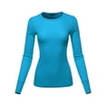 thumbnail image 2 of A2Y Women's Basic Solid Long Sleeve Crew Neck Fitted Thermal Top Shirt Jade S, 2 of 6