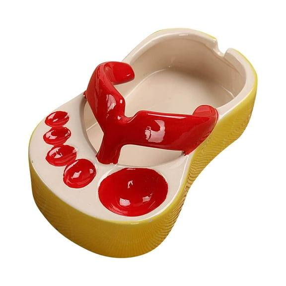 WWG Funny Ceramic Slipper Bowl 5 Compartments 13x8x5.5cm 5.1x3.1x2.2in Cute Flip Flop Shaped Dish for Snacks Ashtray Serving Platter Home Decor