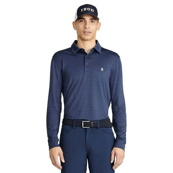 IZOD BLUE Men's Long Sleeve Golf Polo, US 2X-Large