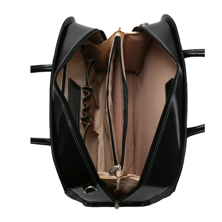 McKlein Willowbrook, Patented Detachable -Wheeled Ladies' Laptop Briefcase, Top Grain Cowhide Leather, Black (94985)