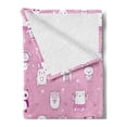 thumbnail image 2 of Animal Lover Soft Flannel Fleece Throw Blanket, Funny Animals on Pink Background with Stars and Little Hearts, Cozy Plush for Indoor and Outdoor Use, 70" x 90", Pale Pink Purple, by Ambesonne, 2 of 5