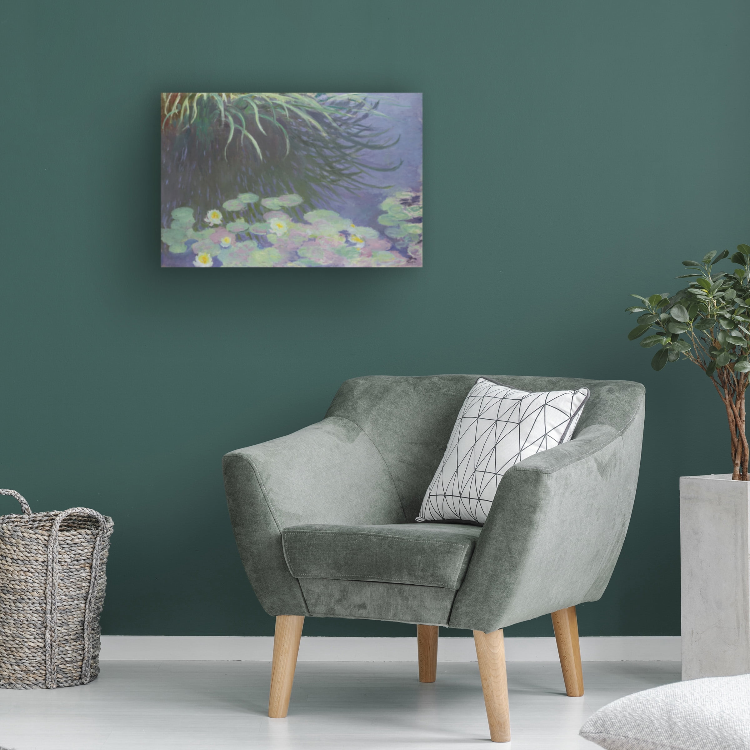 Claude Monet 'Water Lilies With Reflections Of Tall Grass' Canvas Art