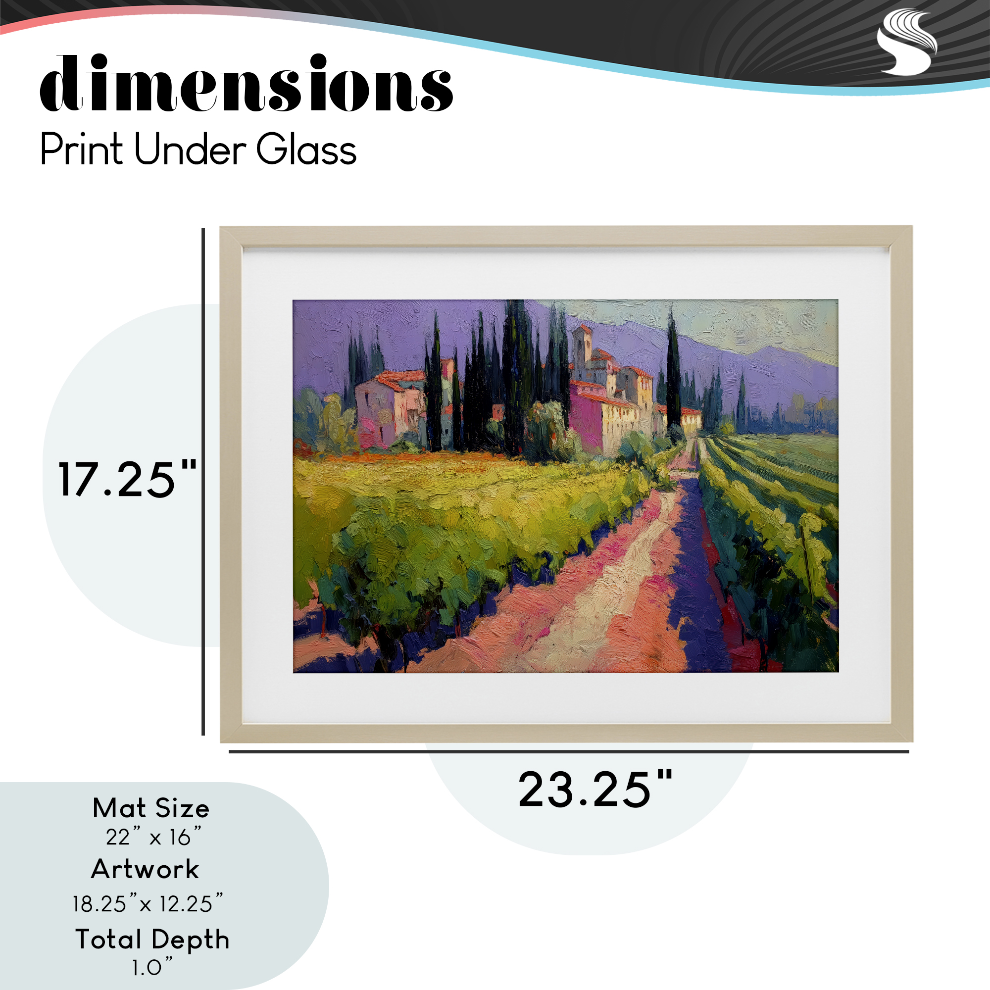 Purple Mountains Village Birch Framed Print Under Glass, design by Annabelle Hall