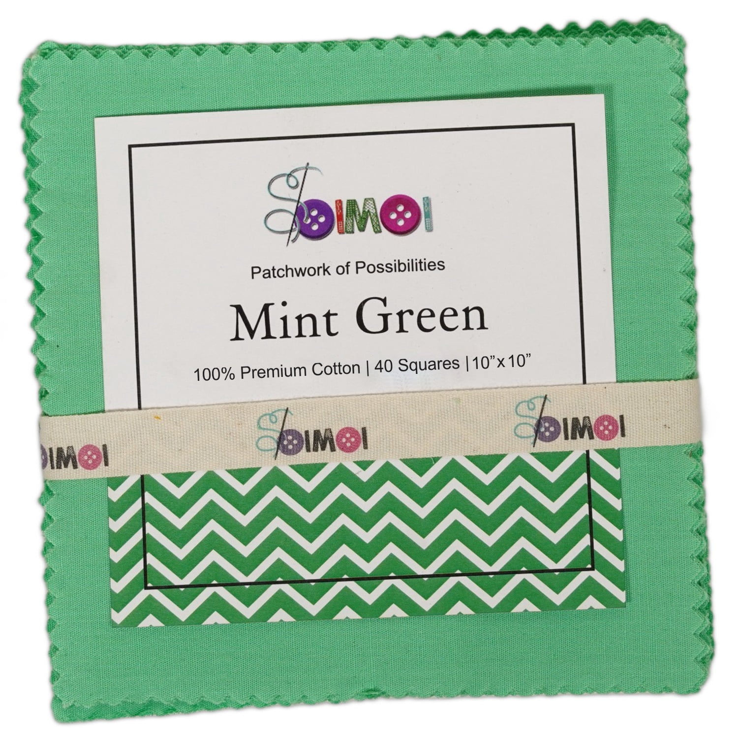 Soimoi 40 Pcs 10 x 10 inches Solid Quilting Fabric Bundles Precut, DIY Cotton Fabric Squares, Solid Layer Cakes Patchwork Materials for Crafts, Charm Squares for Quilts, Sewing - Mint Green