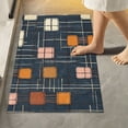 thumbnail image 2 of Yayeee Bath Rug for Bathroom Floor Non Slip Contour Fluffy Soft Absorbent Mat, 20"x24", Orange Checkered Pattern, 2 of 7