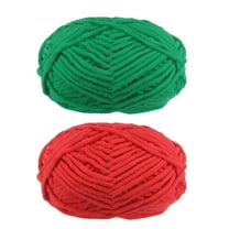 Uxcell 2Skeins Velvet Yarn Blanket Yarn 2x100g/7.1oz Polyester Soft Knitting Chenille Yarn Red, Green