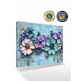 thumbnail image 2 of Spring Purple Flowers Wall Art for Living Room,Canvas Picture Wall Decor for Bathroom Bedroom,Floral Mottled Teal Wall Retro Painting Artwork for Office Kitchen Hallway Dining Room Home Decor 16"x20", 2 of 8