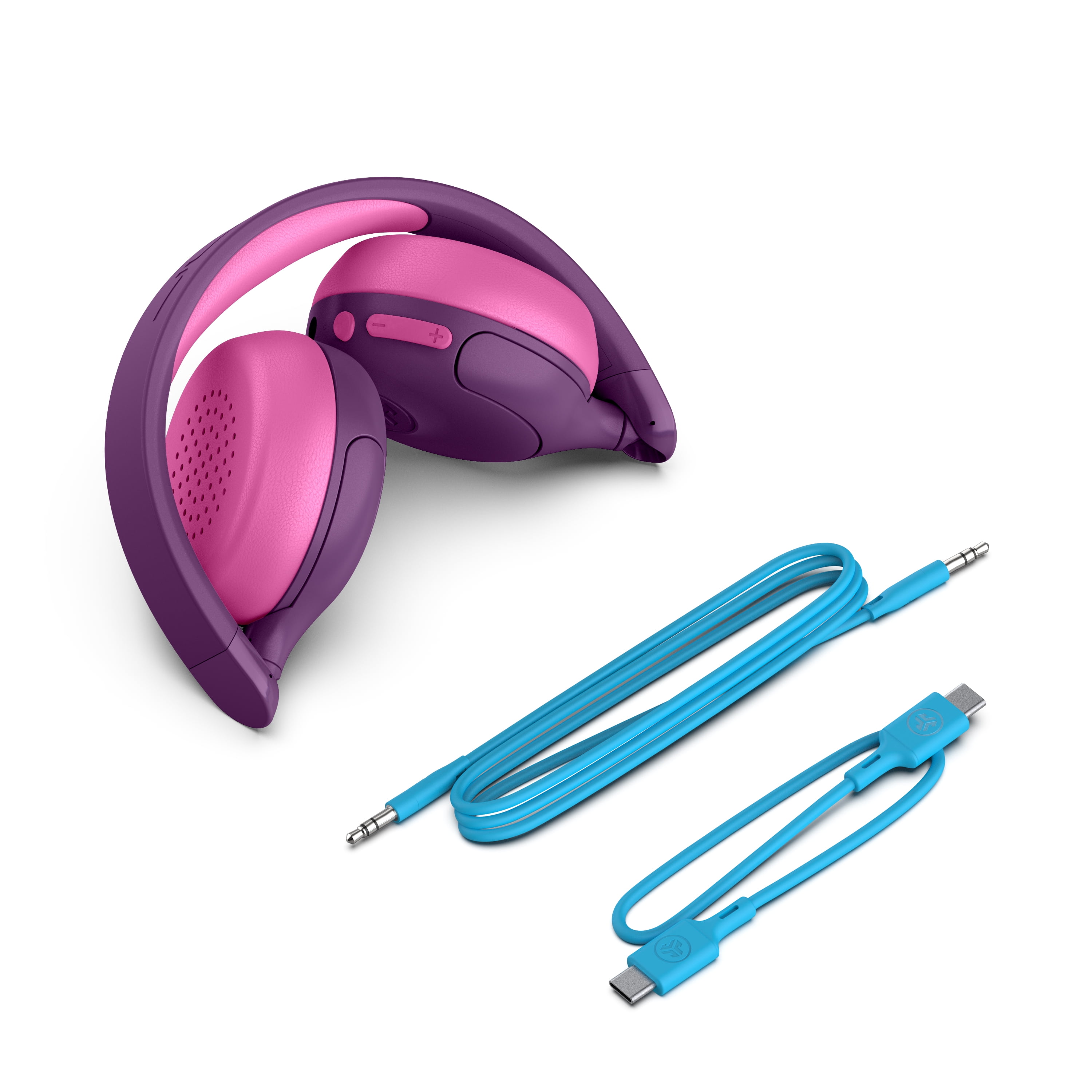 JLab JBuddies ANC Kids Headphones, Safe Volume, Noise Cancelling, 48Hr Playtime, Purple/Pink