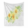 thumbnail image 1 of Garden Soft Flannel Fleece Throw Blanket, Nature Illustration with Watercolors Petals of the Spring Season, Cozy Plush for Indoor and Outdoor Use, 50" x 60", Pale Yellow Pale Green, by Ambesonne, 1 of 6