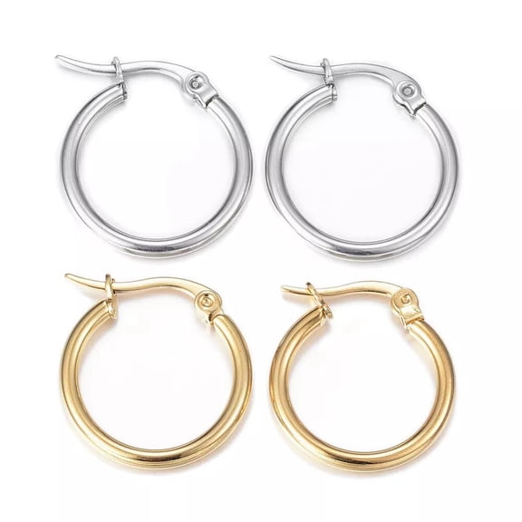 Stainless Steel Hoop Earrings Hypoallergenic Earrings 12 20X19X2Mm 2Pairs Z293