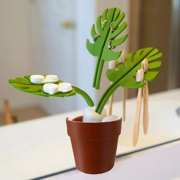 1 * Mirror Monstera Bathroom Organizer-As Shown