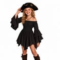 thumbnail image 2 of Girls Dress Off Shoulder Sleeve Smocked Waist Handkerchief Dress For Halloween Cosplay Party(Black,7-8 Years), 2 of 5