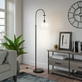 thumbnail image 5 of Evelyn&Zoe Verona Arc Floor Lamp with Glass Shade, Brass/Clear, 5 of 5