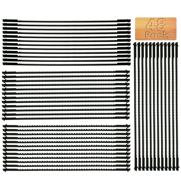 Adifare 48pcs Scroll Saw Blade,5in Pin End Scroll Saw Blades SK5 Carbon Steel Coping Saw Blade Jig Saw Blades for Wood Metal Plastic Cutting