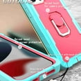thumbnail image 4 of Dteck Back Case For Apple iPhone 13 Pro Max, Ring Stand Shockproof Hybrid Hard PC Soft Silicone Bumper Heavy Duty Shockproof Three Layer Drop Protective Girls Boy Cute Phone Case(Mint+Rose), 4 of 7