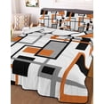 thumbnail image 3 of Quilts Queen Size, Orange Black Grey Geometric Soft Comforter Bedding Set for Bed, Middle Century Modern Abstract Art Lightweight Quilted Bedspread with Pillow Cover(2 Pieces), 90x96 Inch, 3 of 6