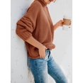 thumbnail image 2 of Fall Winter Women Long Sleeve Cable Knit Sweater Batwing Turtleneck Pullover, 2 of 6
