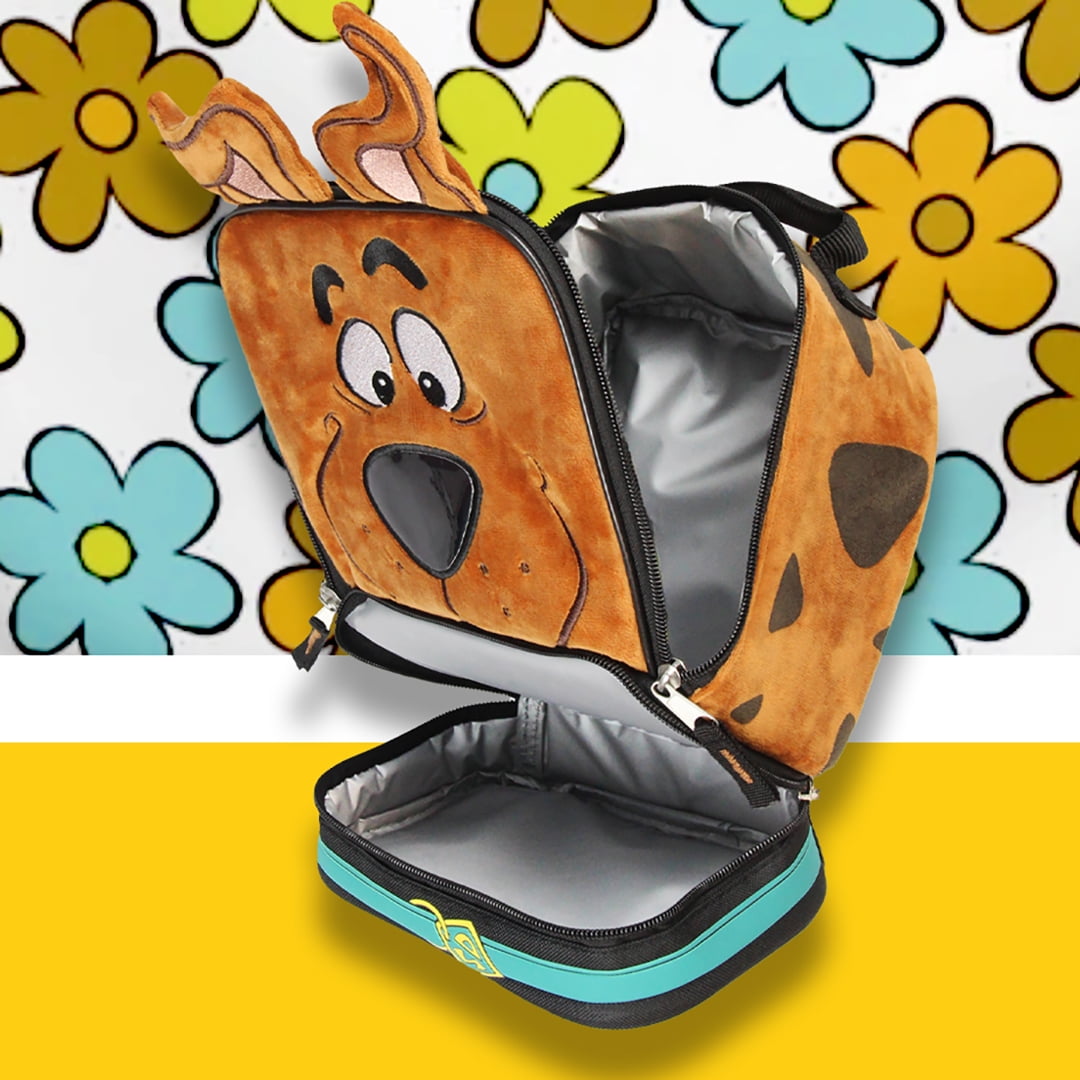 Scooby Doo Character Embroidered Face with 3D Ears Insulated Dual Compartment Lunch Bag Lunch Box Tote 10"