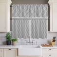 thumbnail image 4 of 3 Piece Kitchen Curtains and Valances Set Grey White Stripes Cafe Curtains 36 Inch Length Simple Geometric Modern Monochrome Valance & Tier Curtain for Living Room Bedroom Window 54"x18"+27"x36"*2, 4 of 6