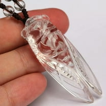 K-KED Natural White Jade Handmade Carved Cicada Necklace Pendant As A Gift for Women