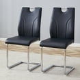 thumbnail image 3 of Set of 2 Black PU Dining Chairs with Silver Metal Legs for Office, Restaurant & Kitchen, 3 of 10