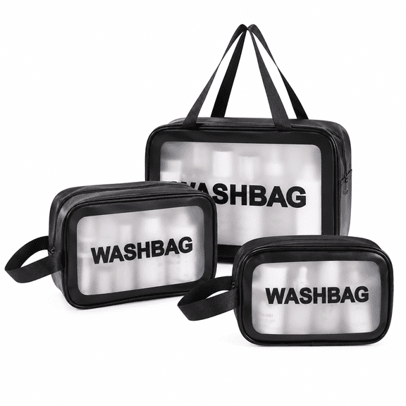 Clear Makeup Bags Set for Women, Travel Cosmetic Bags, Waterproof Translucent Toiletry Organizer for Men