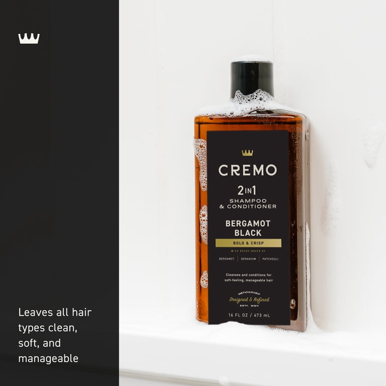 3 pack) Cremo 2-in-1 Men's Shampoo & Conditioner, Bergamot Black