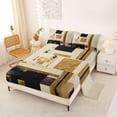 thumbnail image 2 of Castle Fairy Mid Century Gold Square Relief King Sheets 4pcs,Abstract Textured Brush Splash Bedding,Black Cream,1 Flat Sheet, 1 Fitted Sheet and 2 Pillowcases, 2 of 7