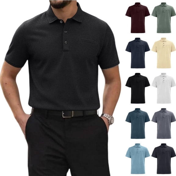 Qwertyu Capri Polo Shirts Men Breeze Short Sleeve Casual Collared Golf Shirt Lightweight Stretch Quick Dry Textured Summer T-Shirts with Front Pocket Wine 4XL