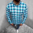 thumbnail image 2 of Camisas De Franela Para Hombre Hombres manga larga Otoño Invierno Casual Plaid impreso camisas Top blusa camisas (Blue, XXL), 2 of 7