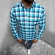 thumbnail image 2 of Camisas De Franela Para Hombre Hombres manga larga Otoño Invierno Casual Plaid impreso camisas Top blusa camisas (Blue, L), 2 of 7