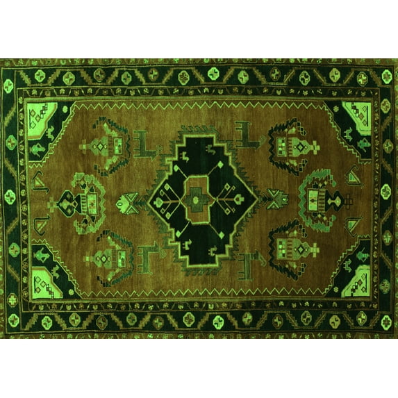 Ahgly Company Indoor Rectangle Persian Green Traditional Area Rugs, 5' x 8'