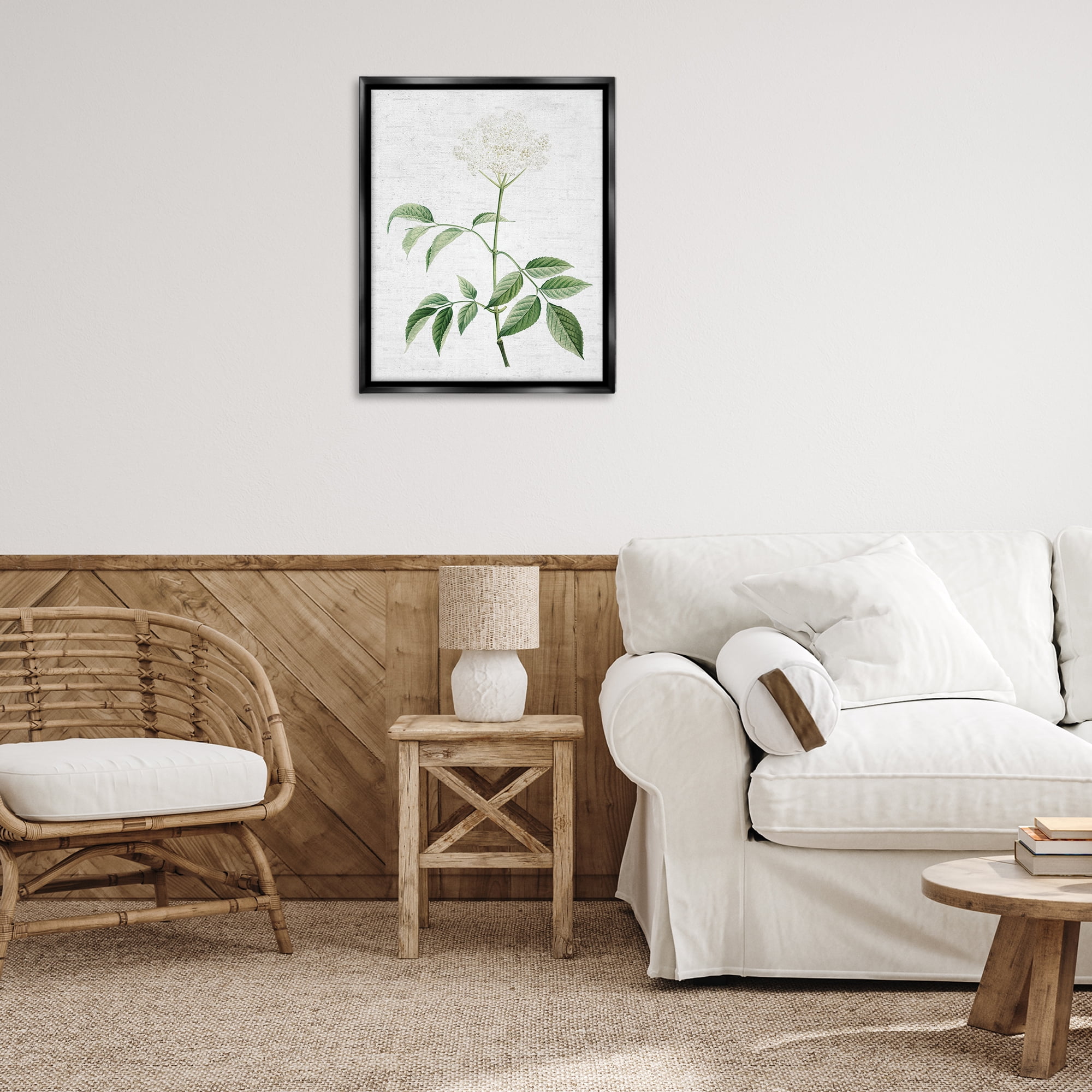 Stupell Industries Subtle Neutral Flower Botanical & Floral Painting Black Floater Framed Art Print Wall Art, 25 x 31