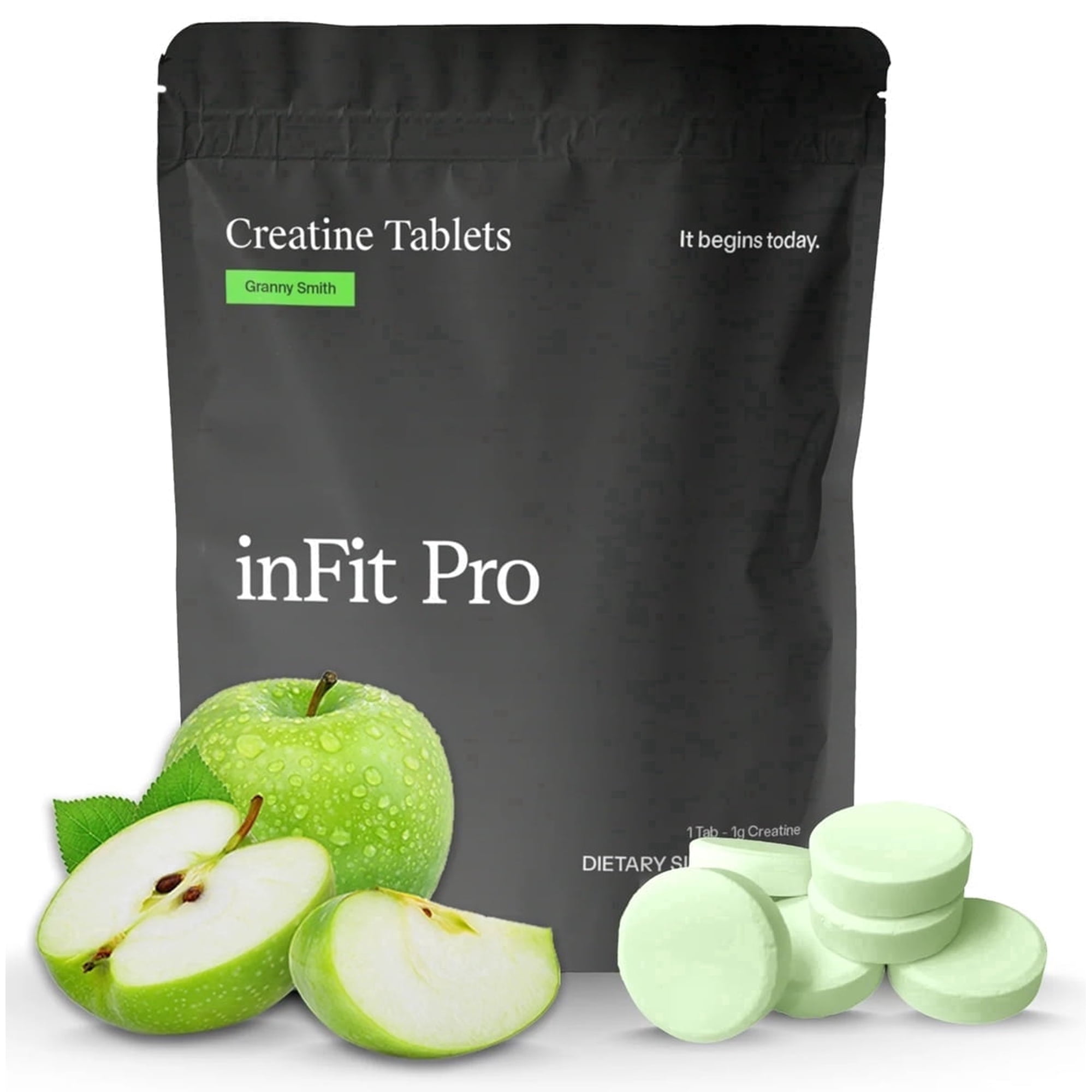 INFIT PRO Creatine Monohydrate Chewable Tablets Sour Apple Flavor GMP Certified 120 Count