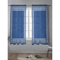 thumbnail image 4 of Dark Blue Retro Greek Key Curtains 63 Inch Length,Sheer Curtains for Bedroom Living Room Window Geometric Greece Ancient Rustic Rod Pocket Drapes Kitchen Curtains Small Half Window 42"x63" 2 Panels, 4 of 6