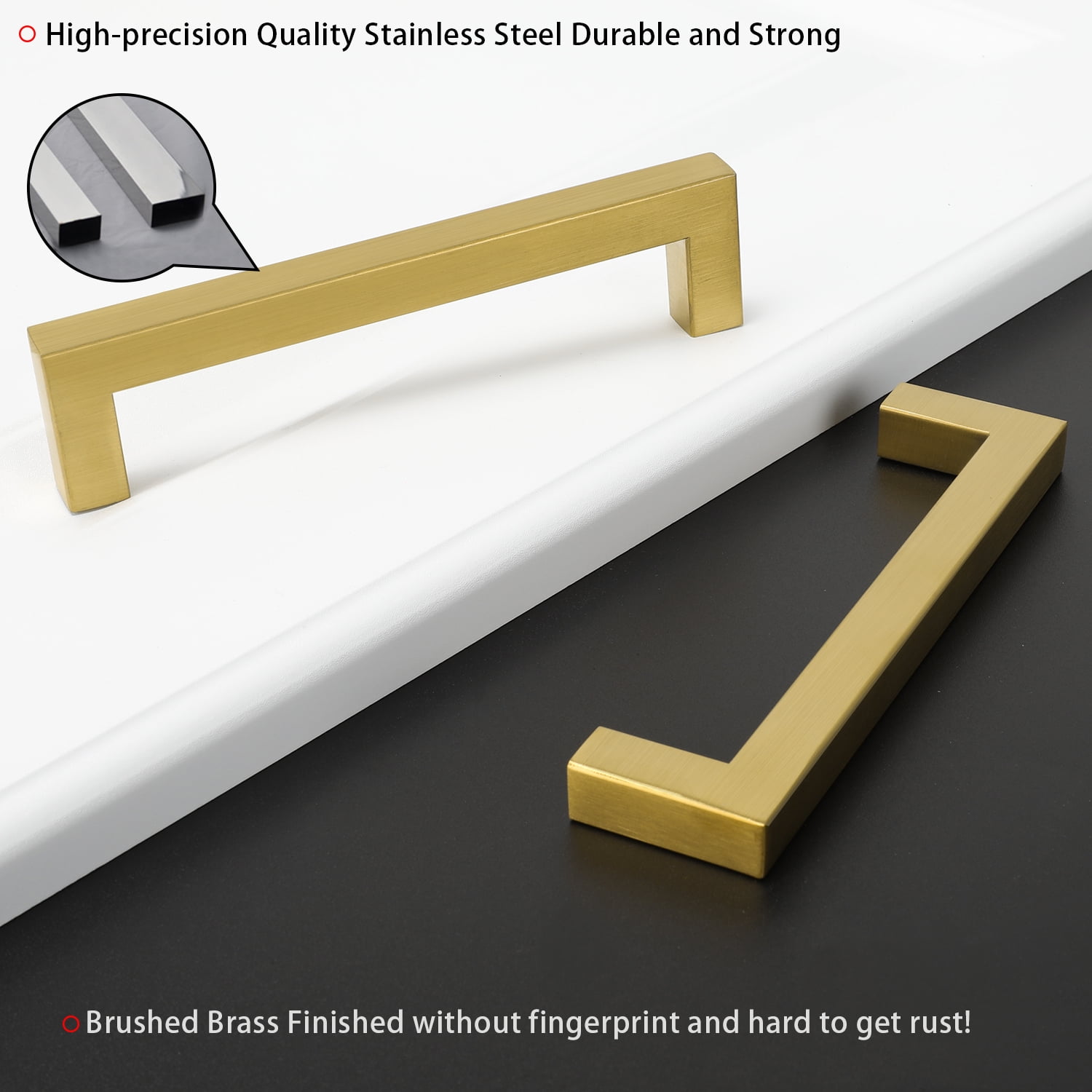 Homdiy 10 Pack Stainless Steel Cabinet Handles Brushed Brass Drawer Pulls for Kitchen Cabinet 4inch